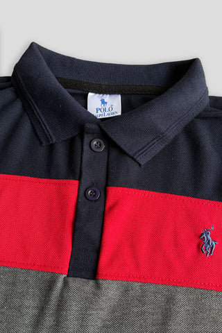 POLOO PANEL Men’s Branded Cotton PQ Shirt in Navy Blue