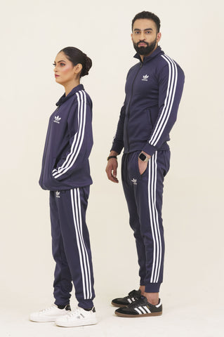 Adi-Sterling Mock Neck Warm-UP 3-Stripes Blue Unisex Tracksuit