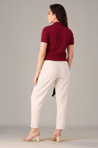 Nikee Women's Maroon Cotton Polo Shirt
