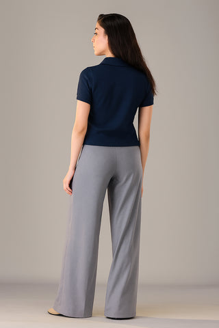 Nikee Women's Navy Blue Cotton Polo Shirt