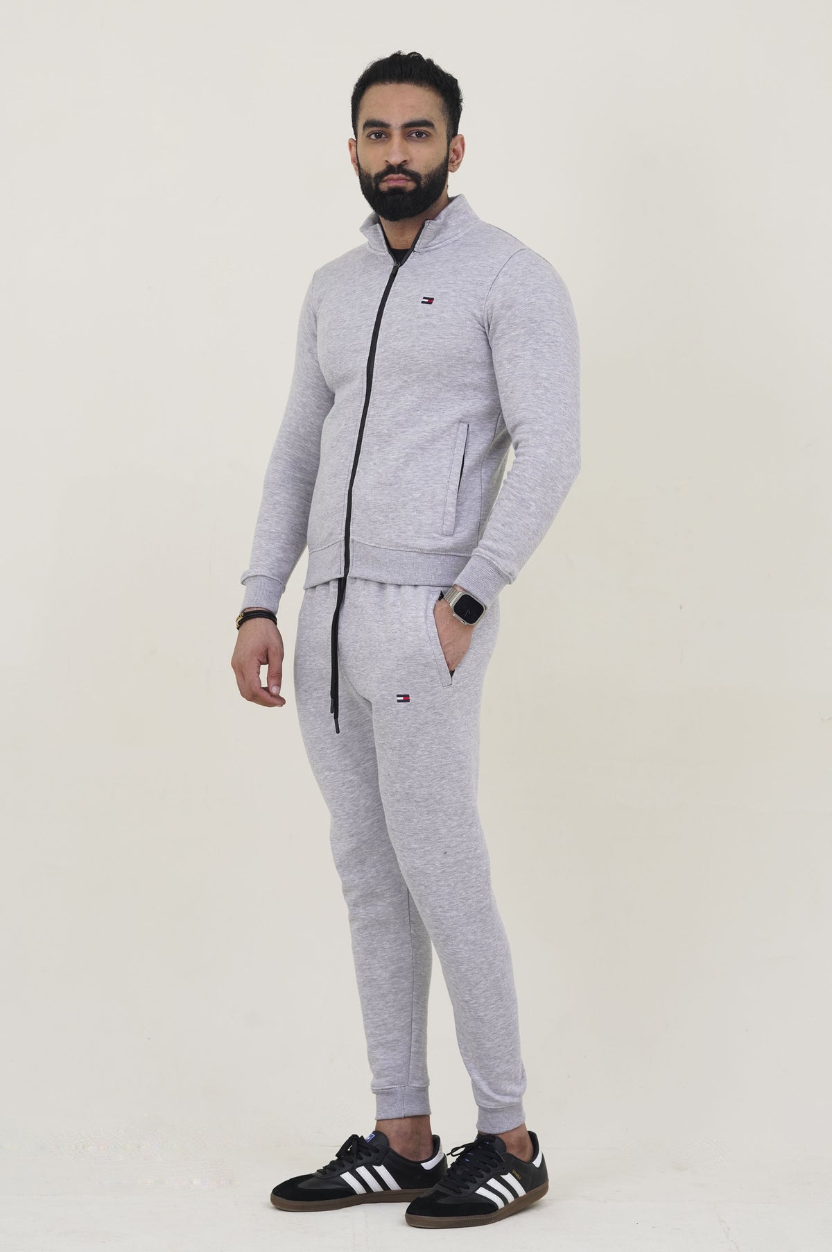 Tomy-Mockneck Warm-UP Light Grey Tracksuit
