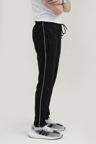 NK Embroidered Logo Black Cotton Jersey Trouser