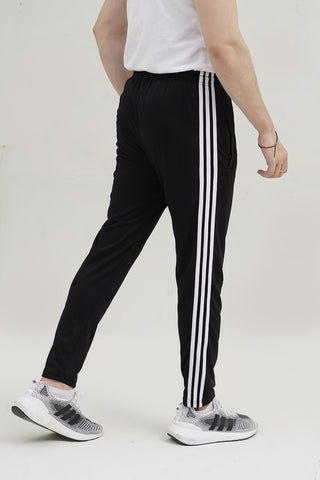 Adi-3 Stripes Embroidered Logo Black Cotton Jersey Trouser