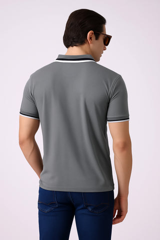 Burbarry Men’s Light Grey Cotton Polo Shirt