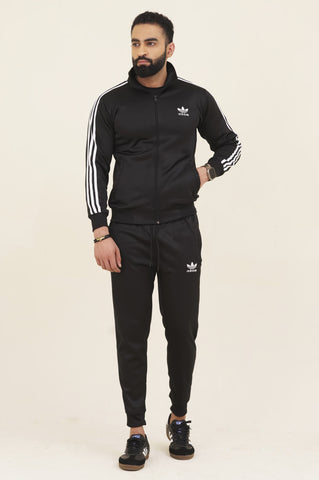 Adi-Sterling Mock Neck Warm-UP 3-Stripes Black Tracksuit