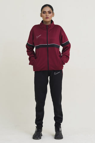 NK-Mockneck Warm-UP Maroon-Black Tracksuit