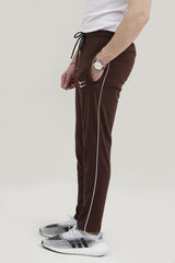 NK Embroidered Logo Brown Cotton Jersey Trouser