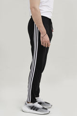 Adi-3 Stripes Embroidered Logo Black Cotton Jersey Trouser