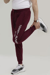 Tomy Embroidered Logo Maroon Cotton Jersey Trouser