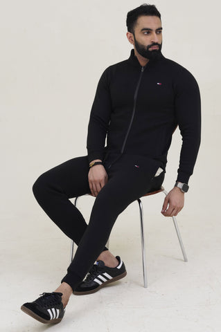 Tomy-Mockneck Warm-UP Black Tracksuit