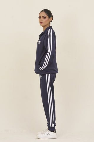 Adi-Sterling Mock Neck Warm-UP 3-Stripes Blue Tracksuit