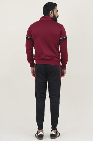 NK-Mockneck Warm-UP Maroon-Black Tracksuit