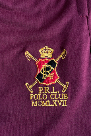Poloo Embroidered Logo Maroon Cotton Jersey Short