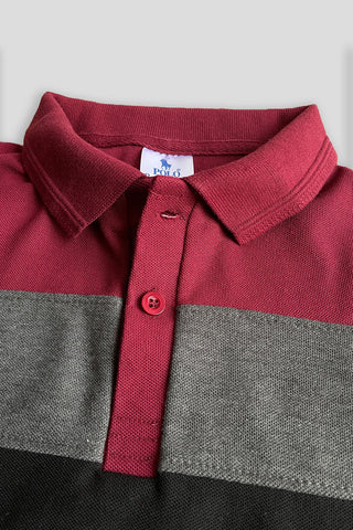 POLOO PANEL Men’s Branded Cotton PQ Shirt in Maroon