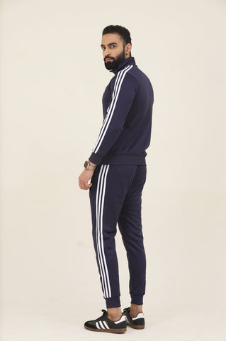 Adi-Sterling Mock Neck Warm-UP 3-Stripes Blue Tracksuit