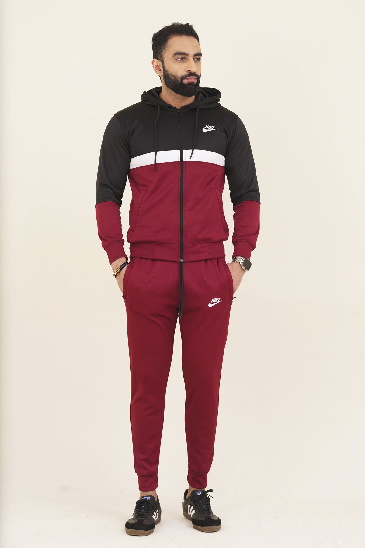 NK-Hoodie Warm-UP Maroon Tracksuit