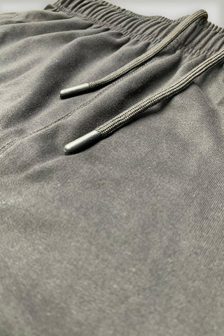 Nikee Embroidered Logo Charcoal Grey Cotton Jersey Short
