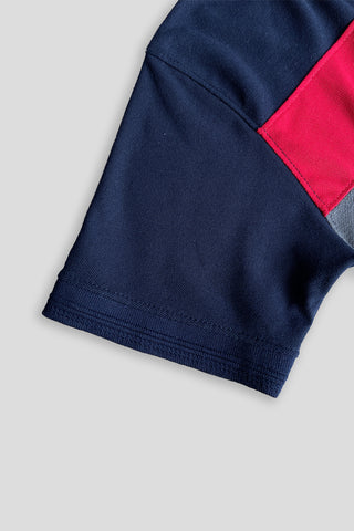 POLOO PANEL Men’s Branded Cotton PQ Shirt in Navy Blue