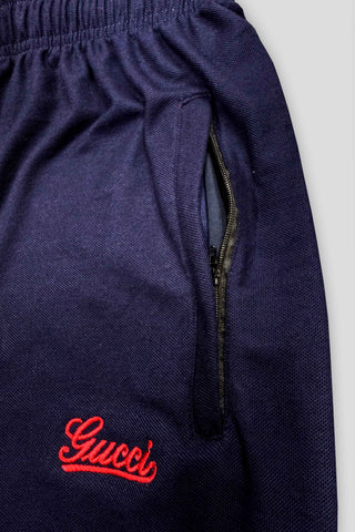 GUCCII Cotton PQ Embroidered Logo Blue-Red Tracksuit