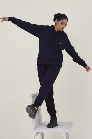 Poolo-Hoodie Warm-UP Navy Blue Tracksuit