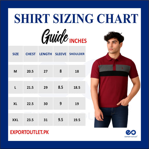 POLOO PANEL Men’s Branded Cotton PQ Shirt in Maroon
