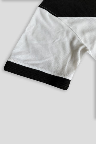 POLOO CROSS PANEL Men’s Branded Cotton PQ Shirt in White-Black