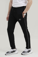 NK Embroidered Logo Black Cotton Jersey Trouser