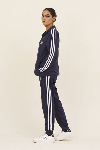 Adi-Sterling Mock Neck Warm-UP 3-Stripes Blue Tracksuit