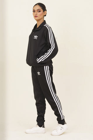 Adi-Sterling Mock Neck Warm-UP 3-Stripes Black Tracksuit