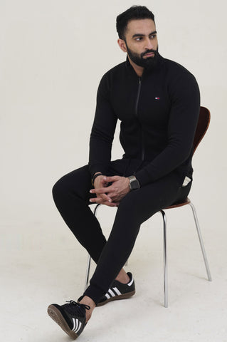 Tomy-Mockneck Warm-UP Black Tracksuit
