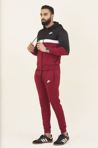 NK-Hoodie Warm-UP Maroon Tracksuit