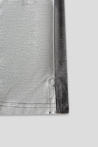 BURBARY PANEL Men’s Branded Cotton PQ Shirt in Charcoal-Grey