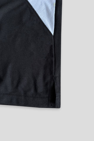 POLOO CROSS PANEL Men’s Branded Cotton PQ Shirt in Black-White