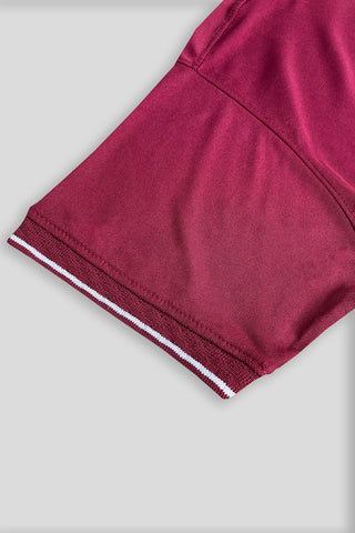 CK Signature Polo Shirt Maroon – Stripe Collar Edition