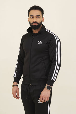 Adi-Sterling Mock Neck Warm-UP 3-Stripes Black Tracksuit