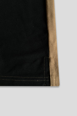 BURBARY PANEL Men’s Branded Cotton PQ Shirt in Skin-Black