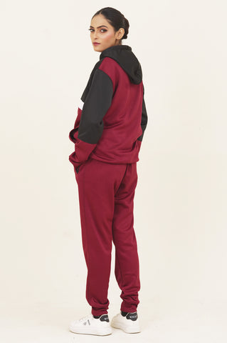 NK-Hoodie Warm-UP Maroon Tracksuit