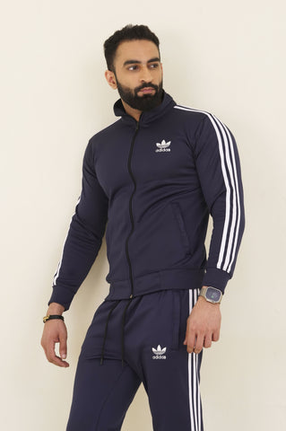 Adi-Sterling Mock Neck Warm-UP 3-Stripes Blue Tracksuit