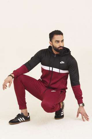 NK-Hoodie Warm-UP Maroon Tracksuit
