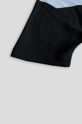 POLOO CROSS PANEL Men’s Branded Cotton PQ Shirt in Black-White