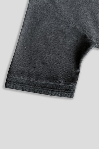 BURBARY PANEL Men’s Branded Cotton PQ Shirt in Charcoal-Grey