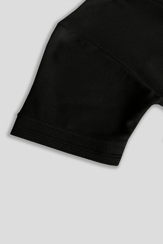 BURBARY PANEL Men’s Branded Cotton PQ Shirt in Black-Skin