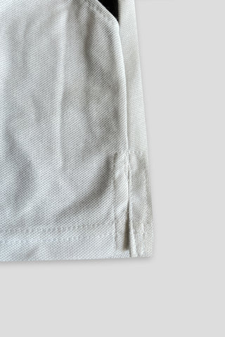 POLOO CROSS PANEL Men’s Branded Cotton PQ Shirt in White-Black