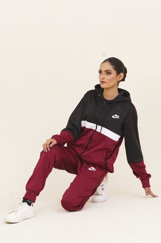 NK-Hoodie Warm-UP Maroon Tracksuit