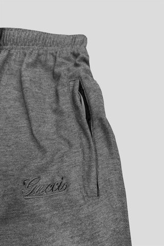 GUCCII Cotton PQ Embroidered Logo Maroon-Grey Tracksuit