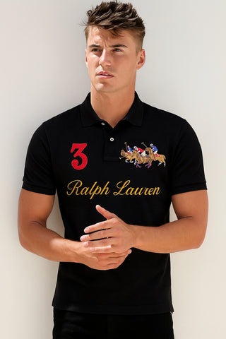 RL Imported Embroidered Logo Black T-Shirt