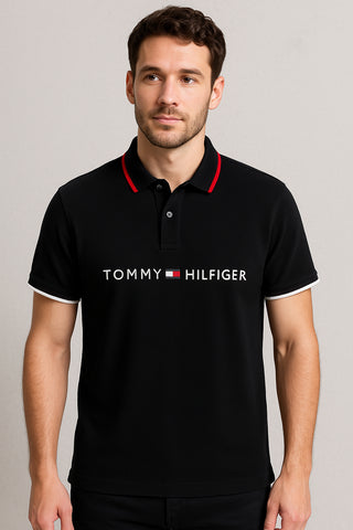 TH Imported Black EMB Logo Polo Shirt