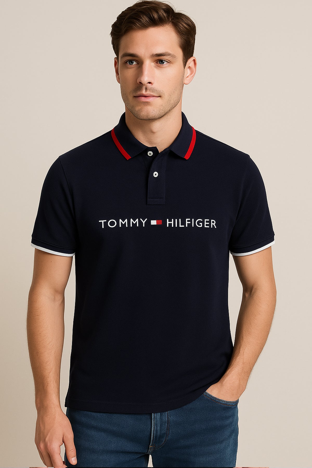 TH Imported Navy EMB Logo Polo Shirt