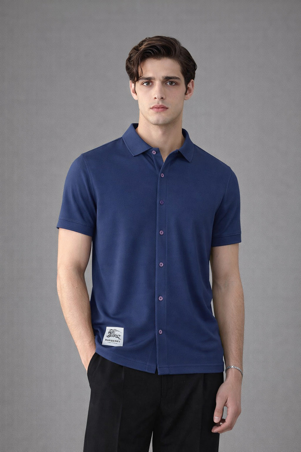 Premium Dry-Fit Full Button Polo – Blue Edition