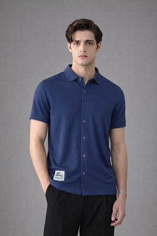 Premium Dry-Fit Full Button Polo – Blue Edition